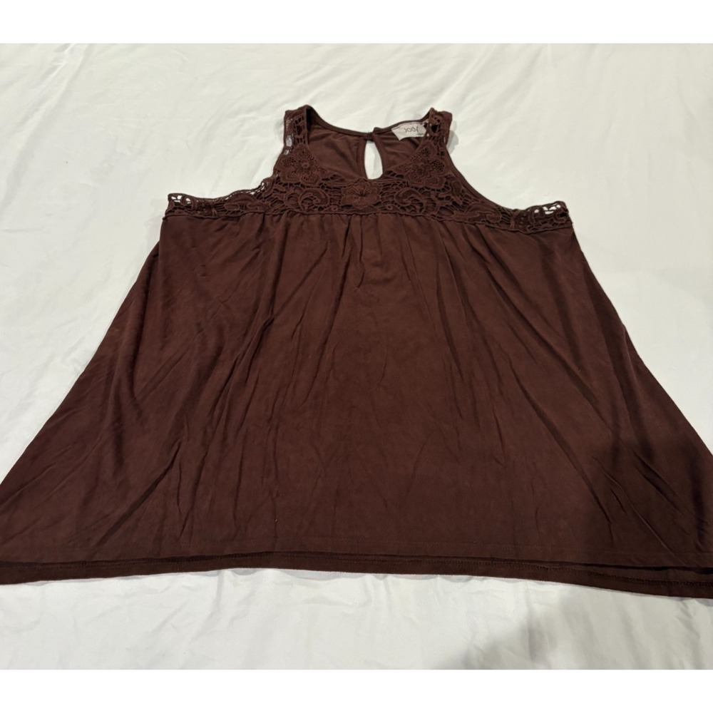 USED JODY CALIFORNIA‎ CROCHET-TRIM BLOUSE - DARK BROWN